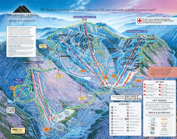Smugglers' Notch Ski Resort Piste Map