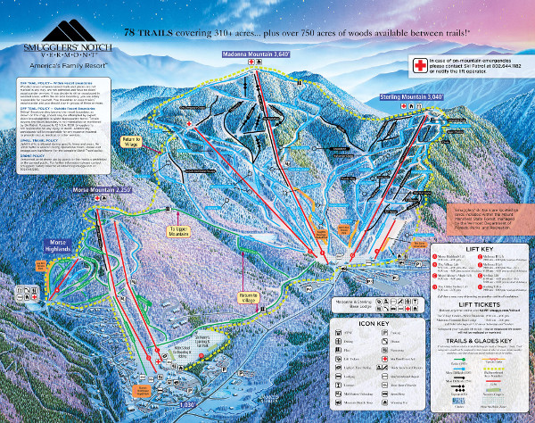 Smugglers' Notch Ski Resort Piste Ski Map