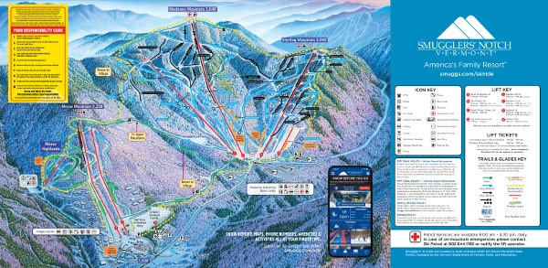 Smugglers' Notch Ski Resort Piste Ski Map