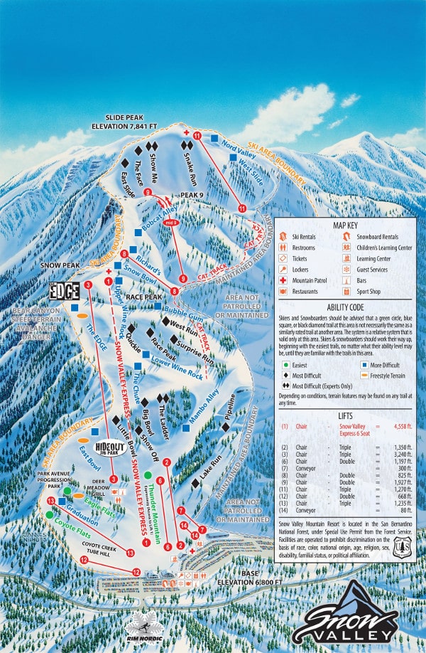 Snow Valley Ski Resort Piste Map