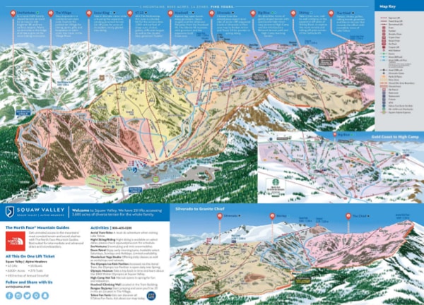 Squaw Valley, Lake Tahoe Ski Resort Piste Map