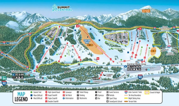 The Summit At Snoqualmie Ski Resort Piste Map