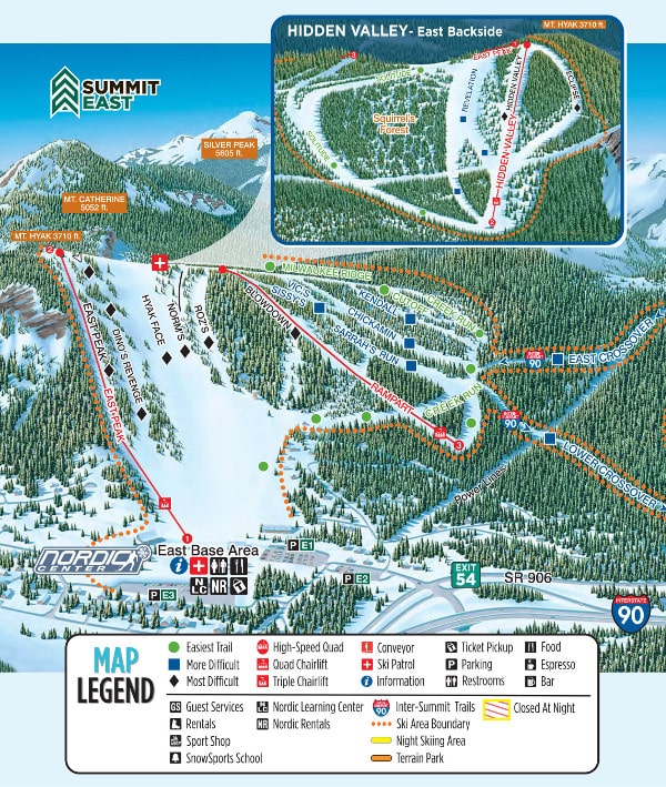 Summit East, The Summit At Snoqualmie Ski Resort Piste Map