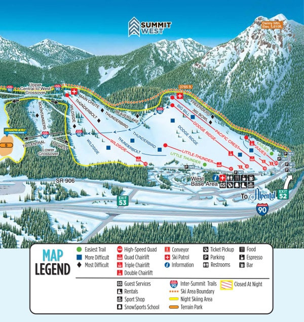 Summit West, The Summit At Snoqualmie Ski Resort Piste Map