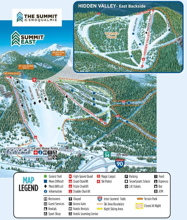 Summiteast, The Summit At Snoqualmie Ski Resort Piste Map