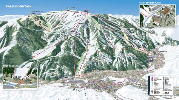 Sun Valley Bald Mountain Ski Resort Piste Map