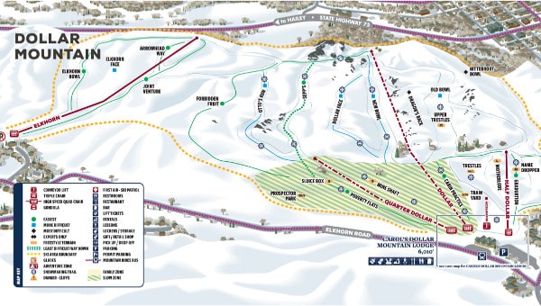 Sun Valley Dollar Mountain Ski Resort Piste Map