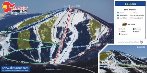 Turner Mountain Ski Resort Piste Map