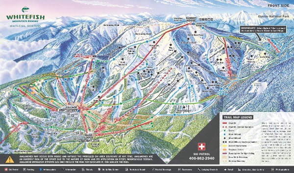 Whitefish Mountain Ski Resort Piste Map Front Side