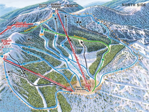 Whitefish Mountain North Side Ski Resort Piste Map