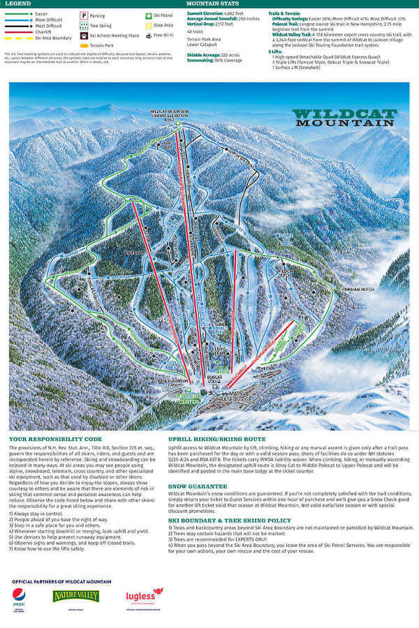 Wildcat Mountain Ski Resort Piste Map