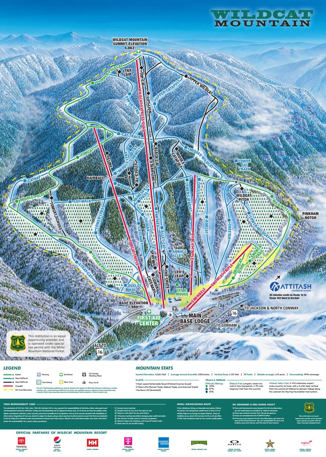 Wildcat Mountain Ski Resort Piste Map
