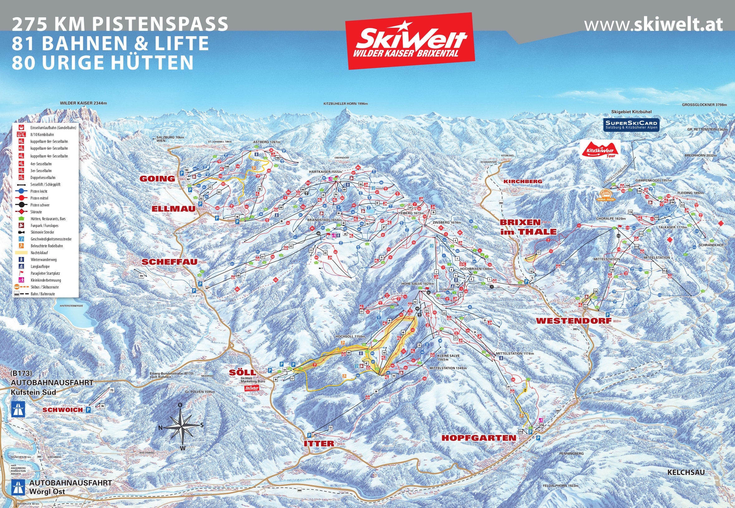 Scheffau Piste Map