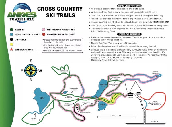 Andes Tower Hills Ski Resort Nordic Ski Trail Map