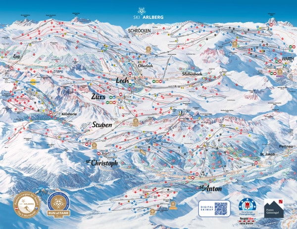 Oficjalna mapa tras narciarskich St. Anton am Arlberg (Ski Arlberg)