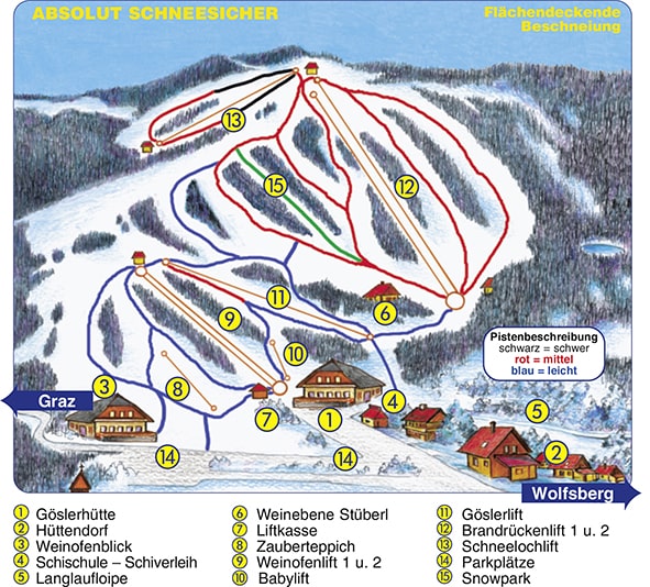 Weinebene Piste Ski Map