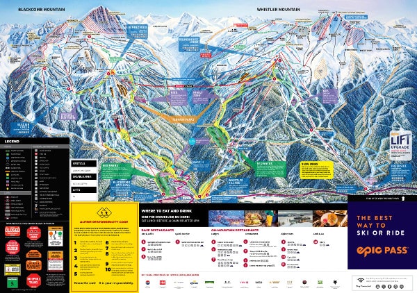 Whistler Blackcomb Ski Resort Piste Ski Trail Map