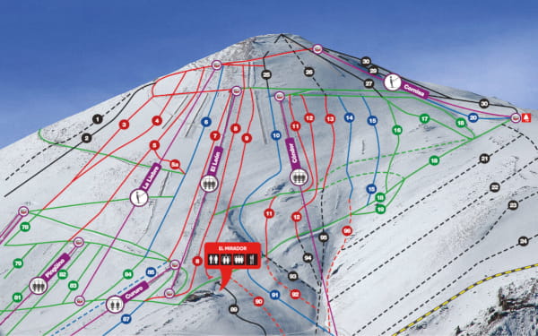 El Colorado Ski Resort Piste Ski Map South West Face