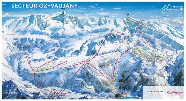 Oz en Oisans Ski Resort Piste Map