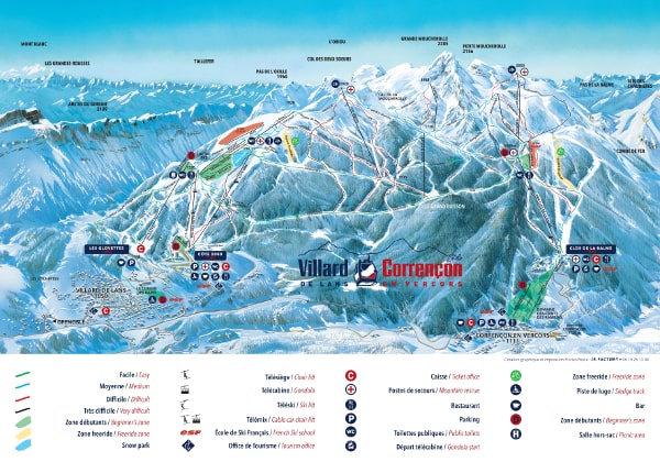 Villard de Lans Corrençon Piste Map
