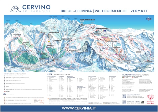 Cervinia Skiing Piste Ski Map