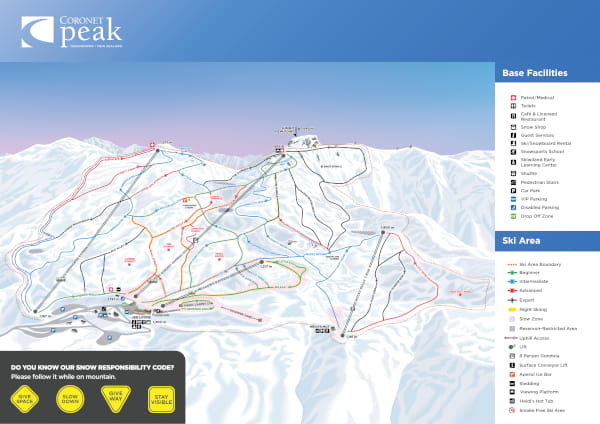 Coronet Peak Ski Resort Piste Ski Map