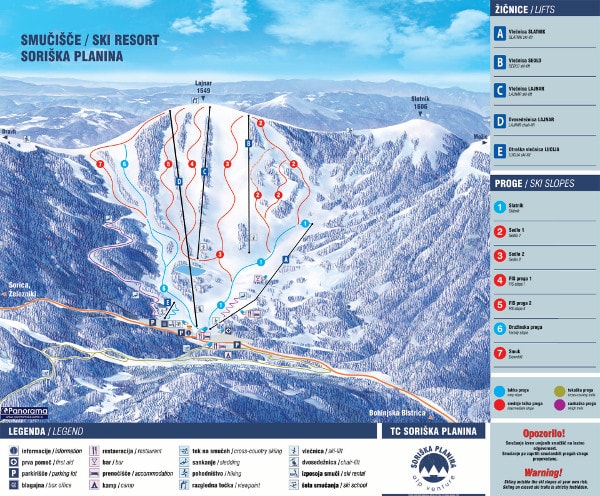 Soriska Planina Piste Ski Map