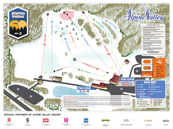 Alpine Valley Ohio Ski Resort Piste Map