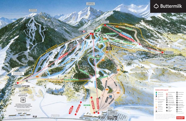 Aspen Buttermilk Ski Resort Piste Ski Trail Map