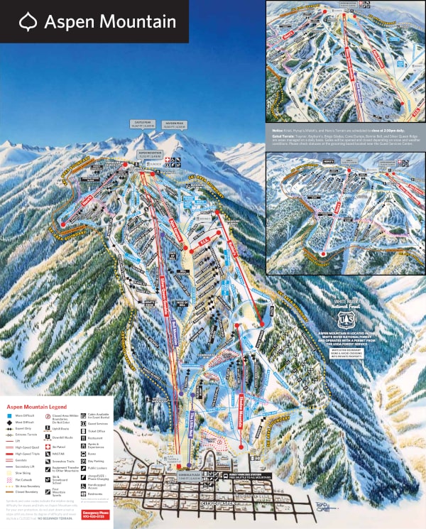 Aspen Mountain Ski Resort Piste Map