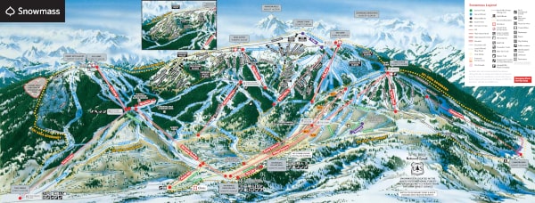 Snowmass Ski Resort Piste Ski Trail Map