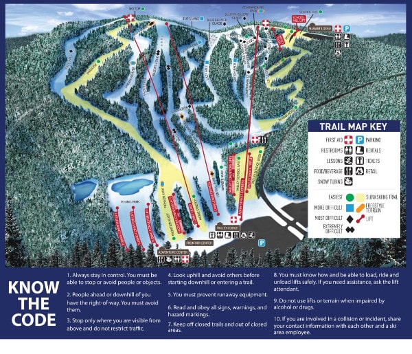 Blue Mountain Ski Resort Piste Ski Trail Map
