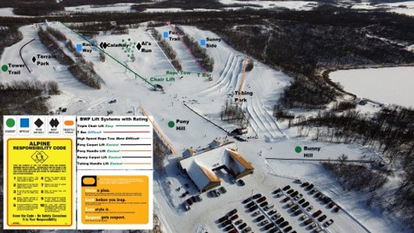 Bottineau Winter Park Piste Map