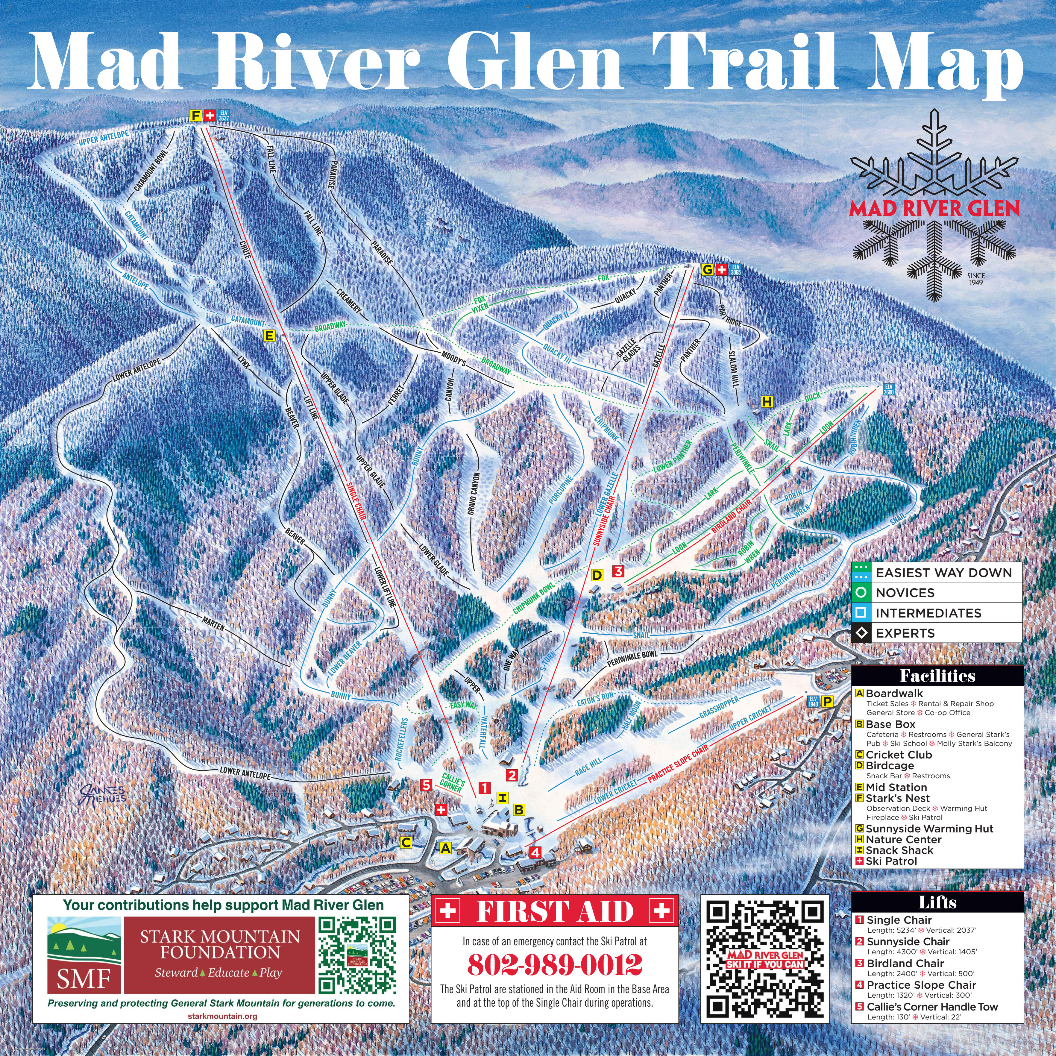 Mad River Glen Ski Resort Piste Ski Map