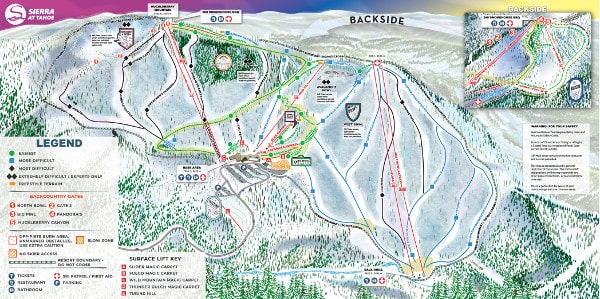 Sierra at Lake Tahoe Ski Resort Piste Ski Trail Map