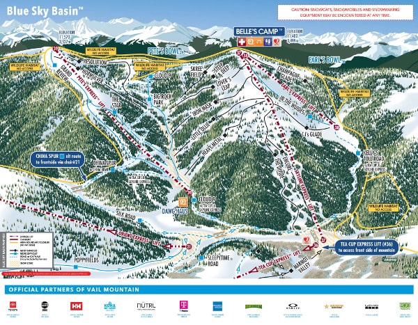 Vail Ski Resort Piste Map Blue Sky Basin 2025