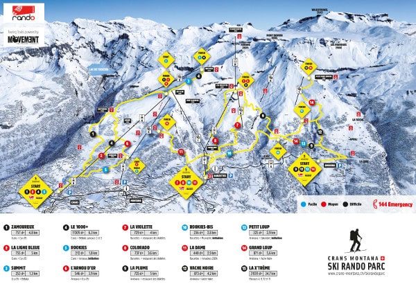 Crans Montana, Rando Parc Ski Map